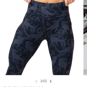 Constantly Varied Gear Dinosaur Print Leggings - Black and Gray